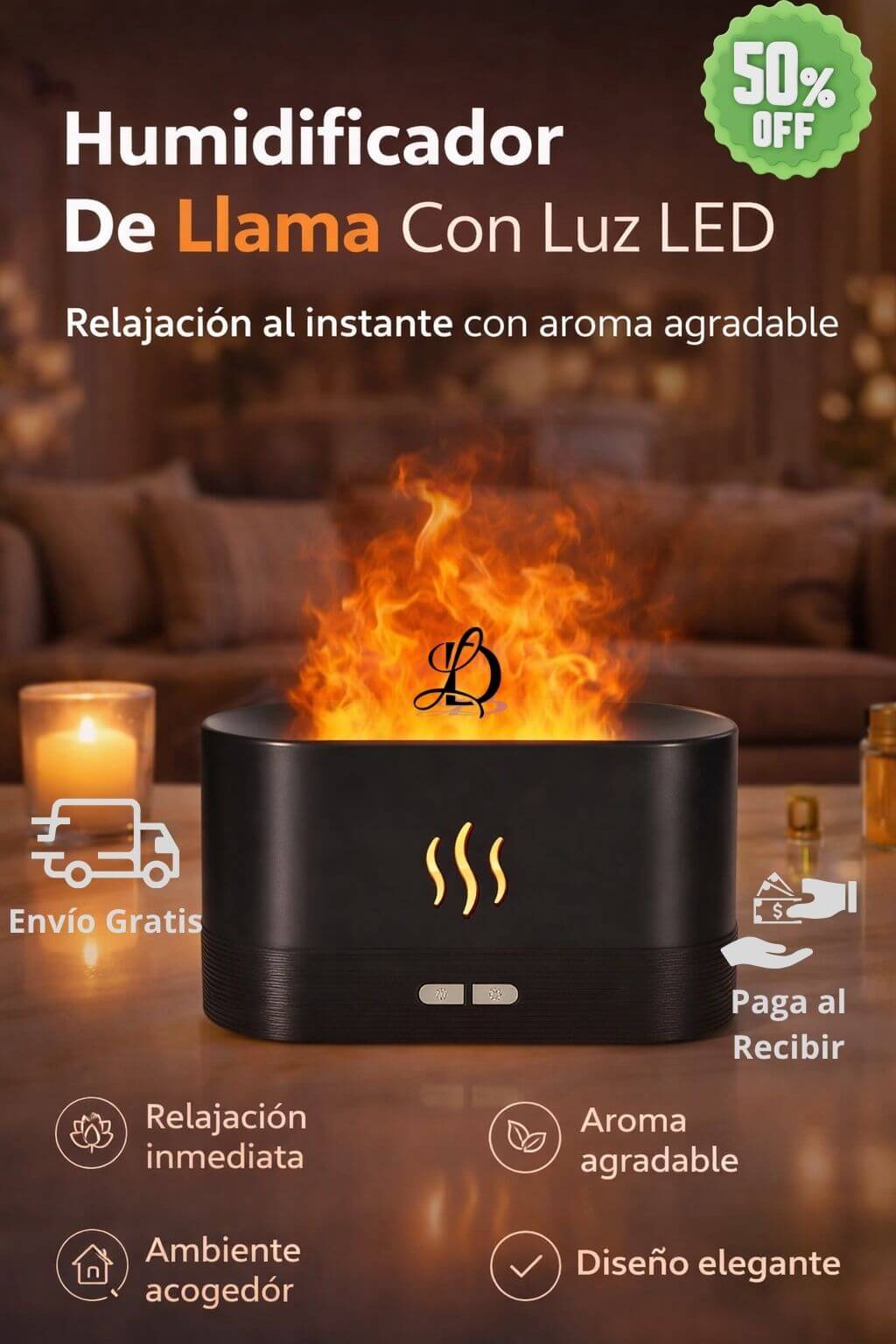 HUMIFICADOR DE LLAMA  CON LUZ LED